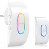TECKNET Campanello Senza Fili da Esterno, Campanello Wireless IP65 Impermeabile, 400M Operativo Portata, 60 Suonerie, 5 Volumi Selezionabili, Indicatori RGB (1xTrasmettitore e 1x Ricevitore)