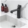 LakeBayMZC Rubinetto per Bagno Cascata,Rubinetto per Lavabo,Miscelatore Monocomando per Lavabo con Altezza del Beccuccio di 110 MM,Ottone,Nero