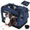 Leopet® Trasportino per Cane - Pieghevole, Resistente, Tubo in Acciaio, Traspirante, Manici, Tasche - Gabbia, Scatola, Borsa, Box da Trasporto per Cani/Gatti (Blu, XL: 81x58x58 cm - LxLxA)