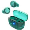 JLab Go Pop ANC Auricolari Bluetooth ANC, 24+ h di autonomia, IP55 resistenti al sudore, microfono, chiamate chiare e connessione multipoint, Verde Petrolio Trasparente