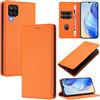 DENDICO Cover per Samsung Galaxy A12 4G / Galaxy M12, Custodia in PU Pelle Portafoglio con Blocco RFID, Chiusura Magnetica Cover per Samsung A12 4G / Galaxy M12, Arancione