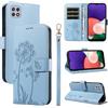 Bravoday Cover per Samsung Galaxy A22 5G, Custodia in PU Pelle Portafoglio Flip Schede con Slot per Carte, Magnetica Antiurto Cover per Galaxy A22 5G, Azzurro