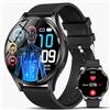 Lgnitek Orologio smartwatch uomo con ECG+HRV/𝐆𝐥𝐢𝐜𝐞𝐦𝐢𝐚/BMI/Acido Urico, Rotondo 1,43 AMOLED Orologio salute con funzione telefono，24H SpO2 Tracciamento Sonno, Fitness Tracker IP67 iOS Android