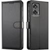 JUNETOP Cover per Motorola Moto G85 5G/Motorola Edge 50 Fusion 5G, Custodia a Libro Portafoglio Flip Case in Pelle PU di Alta Qualità [Protezione RFID] - Nero