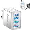 TMRBBesty Caricatore USB Multiplo,4 Porte Caricatore USB da Muro,caricatore usb C,Compatibile con la maggior parte degli smartphone e di altri prodotti digitali presenti sul mercato,Bianco
