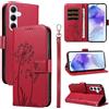 Bravoday Cover per Samsung Galaxy A55 5G, Custodia in PU Pelle Portafoglio Flip Schede con Slot per Carte, Magnetica Antiurto Cover per Galaxy A55 5G, Rosso