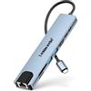 Lemorele Hub USB C Gigabit Ethernet -8 in 1, Docking Station con HDMI 4K, 1000M Rj45, PD 100W, 3 USB, Lector SD/TF, Trasferimento Dati USB-C Adattatore per Windows,MacOS,Android,iOS,Linux