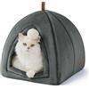 Bedsure Cuccia per Gatti Grigio Scuro - Letto Pieghevole per Gatti con Cuscino Lavabile, Tenda per Gattini Adatta ad Animali Domestici Piccoli e Medi, Casa Morbida e Calda per Interni, 40x40x40cm