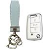 MEDZUK Custodia per Chiave Compatibile con VW T-Cross 2018-2024 2025 Cover Chiave Auto, Guscio Chiave TPU con Portachiavi Accessori Protezione (Bianco)