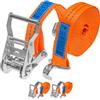 INTAKO Cinghie a Cricchetto 2000kg 4/6m x 35mm - 2 o 10 Pezzi - Cinghie di Fissaggio per Moto - Conforme alla Norma EN 12195-2 TÜV GS (Arancione, 4m (2 Pezzi))