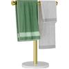 Blemoacha Portasciugamani a forma di T, portasciugamani indipendenti per il bagno, organizer da banco, portasciugamani da cucina, portasciugamani in marmo in marmo 304 (Ti Gold)