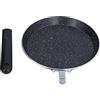 Jwthee Padella Piatta, Crepe e Pancake, Piastra con Manico Isolante Rimovibile, Padella Antiaderente, Frittata, Pancake per Gas, Induzione (Noir)