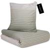 bugatti Biancheria da letto 135 x 200 cm, 100% cotone, chiusura lampo, morbida e lavabile, biancheria da letto in raso verde a righe