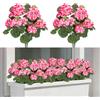 Laelfe Gerani Finti da Esterno, Fiori Finti Artificiali Geranio per Esterno Balcone Patio Cimitero Sospensione di Fioriere Decorazione per Tavolo (Rosa-2 Pcs)