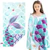 WERNNSAI Telo Mare Microfibra per Bambini, Asciugamano Da Spiaggia per Bambine Sirena, 76 X 150 cm Morbido Asciugatura Rapida Bambina Asciugamano Mare, Campeggio Spiaggia Piscina Viaggio Leggero
