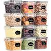 GoMaihe Set di 12 Contenitori Ermetici per Alimenti in Plastica da 0,8L con Coperchio, Senza BPA - Barattoli da Cucina per Zucchero, Biscotti, Caramelle, Nero