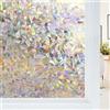 Haton Pellicola per Vetri Finestre 44.5x200cm, Decorative 3D Foglia, Effetto Arcobaleno, Anti-UV, Privacy Oscuranti per Doccia Bagno