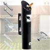Poweka Posacenere Parete Esterna in Acciaio Inox, parete rotonda laccata per Ristoranti Hotel e Pub Club, con serratura, 30 x 6cm (nero)