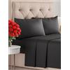 CGK Unlimited Set lenzuola singolo 4 pezzi - lenzuolo con angoli 90x190cm, lenzuolo piano 170x240 cm e 2 federe 50x80cm - adatto a materassi fino a 35 cm - morbida microfibra di poliestere, OEKO-TEX, Nero