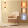 Lithomy Lampada da Terra, Lampada LED Dimmerabile, 3 Temperature Colore, Piantana Lampada da Terra con Paralume Lino e Interruttore a Pedale, Lampada per Soggiorno, Camera, con Lampadina 9W, Grigio