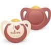Nuk Ciuccio per Bambini, 6-18 Mesi, Succhietti di Gomma Sostenibili, Oltre Il 98% di Materie Prime Naturali, Rosso Terracotta, 2 Pezzi