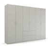Rauch Möbel Pure by Quadra Spin - Armadio con ante girevoli, 6 porte, con 3 aste appendiabiti, 3 ripiani, 2 cassetti, 271 x 210 x 54 cm