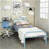 FurnitureR Telaio per letto singolo in metallo, con testiera e pediera, base in ferro solido per bambini o adolescenti, casa, dormitorio per studenti, cameretta dei bambini, blu