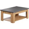 trendteam smart living - Follow - Tavolino da salotto - Rovere/Antracite - Tavolo da soggiorno con ripiano - 120 x 46 x 67 cm - Moderno divano con piano grigio
