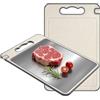 Luvan Tagliere Doppio Lato, Acciaio Inox 304 & PP Alimentare, Tagliere da Cucina con Manico e Scanalatura per Succhi, Ideale per Carne e Verdure (36,5×25 cm)