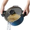 ROSSETTO Pentola per pasta 24 cm 4,5 L Pentola a induzione, Rivestimento antiaderente Ceramica, Pentola in Ghisa Alluminio tutto fuoco, Coperchio in Vetro, Blu