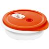 Rotho Micro Clever Piatti a Microonde con Coperchio e Valvola, Plastica (PP) senza BPA, Rosso/Bianco, 1 L, 20.0 x 20.0 x 6.5 cm