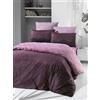 Nuit Des Rêves Elegante set copripiumino in raso per letto king size (200 x 220 cm), 100% cotone, 210 fili, rosa e lilla, lavabile in lavatrice, chiusura a busta e bottoni, elegante biancheria da