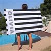 NIBESSER Telo Mare Personalizzato con Nome Telo Mare Microfibra Grande 90x180 cm Asciugamano Mare Antisabbia ad Asciugatura Rapida Ultra-morbido per Piscina Viaggio Sauna, Strisce Nero