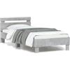 vidaXL Giroletto con Testiera e LED Grigio Cemento 90x200 cm