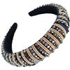 Geardeangloow Cerchietti per capelli con perline glitterate di cristallo bohémien, spessi, larghi, accessori per lo styling dei capelli, cerchio, regalo per donne, blu oro