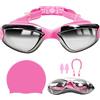 Global-Daily Set Nuoto Professional 5-in-1 - Occhialini Nuoto Anti-Appannamento e Protezione UV con Cuffia in Silicone, Tappi per Orecchie, Stringinaso e Custodia Rigida per Uomo, Donna e Ragazzi