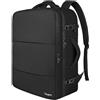 Taygeer Zaino Viaggio 55x40x20cm, Casual Zaini Uomo Donna con Porta USB, Zaino Porta PC 17.3 Pollici Impermeabile Zaini da Viaggio 46L Aereo Bagaglio a Mano per Scuola Trekking Lavoro Daypack, Nero