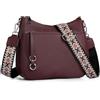 befen Borsa a tracolla in vera pelle da donna, borsa a tracolla piccola per ragazze, con tracolla regolabile, Rosso bordeaux.