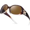 TJUTR Occhiali da sole polarizzati da donna Wrap Around occhiali da sole con protezione UV Trendy Butterfly Design, A04 gradiente marrone/marrone