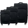 MY TRAVEL BAG Valigia a mano in tessuto, valigetta da viaggio, trolley espandibile con ruote gemellate (M/L/XL/XXL o set da 4) bagagli morbidi, Nero , Set da 3, Valigetta in tessuto con ruote gemelle