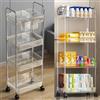 FGXY Carrello Portaoggetti a 4 Livelli, Carrello Con Ruote, Carrellino Piccoli Spazi, 90*31*20 cm, Carrello Con Ruote, Carrello Da Cucina Salvaspazio In Bagno Ufficio (Trasparente)