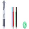 MROOFUL Penne cancellabili 4 in 1, penna a sfera multicolore, a punta retrattile, 0,5 mm, inchiostro multicolore, per ufficio, scuola, studenti, bambini, idea regalo (grigio macaron)