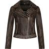 Infinity Leather Donna Pelle Nero d'epoca borchie Biker Giacca gotica