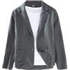 Generic Blazer da uomo in cotone e lino, casual, a maniche lunghe, stile classico, slim fit, cappotto sportivo, grigio, XL