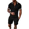 HEONSATI Tute Uomo Complete Estive Completino Sportivo Due Pezzi Palestra Tuta Estivi Cotone Camicia Maniche Corte E Pantaloni Tute Casual Allenamento Completi Da Casa Leggeri Elastico Slim Fit