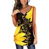 OHXSM Camicetta con Stampa Vintage da Donna Bottoni con Scollo a V Camicette Oversize Senza Maniche Top Basic T-Shirt Taglie Forti Canotte Slim Fit Maglietta Canotta Shirt (Giallo/XXL)