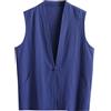 Generisch Gilet Smanicato Estivo Uomo Cotone Lino Pan Buckle Vintage Camicette Intimo Uomo, Blu, L