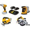 VITO Utensili 20 V Avvitatore + levigatrice + sega circolare + seghetto alternativo + 2 batterie al litio da 2,0 Ah + caricatore doppio
