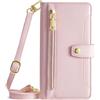 VIPAVA Custodia a portafoglio con cerniera a tracolla per Samsung Galaxy S23 S22 Plus S21 S20 FE Note 20 Ultra A54 A53 A34 A14 A22 5G Cover,Rosa,Per Galaxy A54 5G