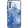 HAOYE Cover per OPPO Find X3 Neo, Custodia in Vetro di Marmo, Vetro Temperato Antigraffio Back Cover + Bordo in Silicone Morbido TPU Protettiva Case(7)